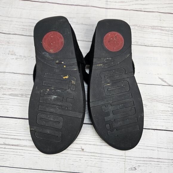 Fitflop Women's Toe Thongs Size 7 Black Sandals Flip Flops Fit Flops - Picture 5 of 6